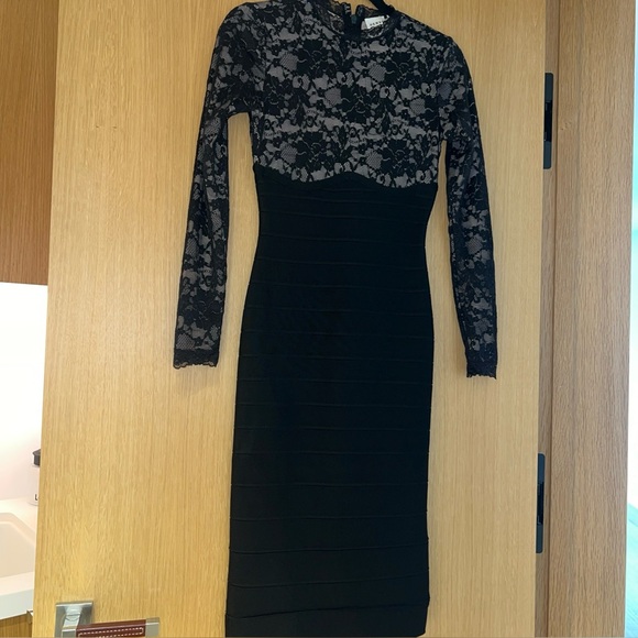 Herve Leger Candice Black Off Shoulder Dress Size XS - Picture 9 of 14